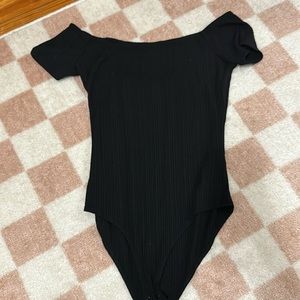 Black off the shoulder bodysuit
